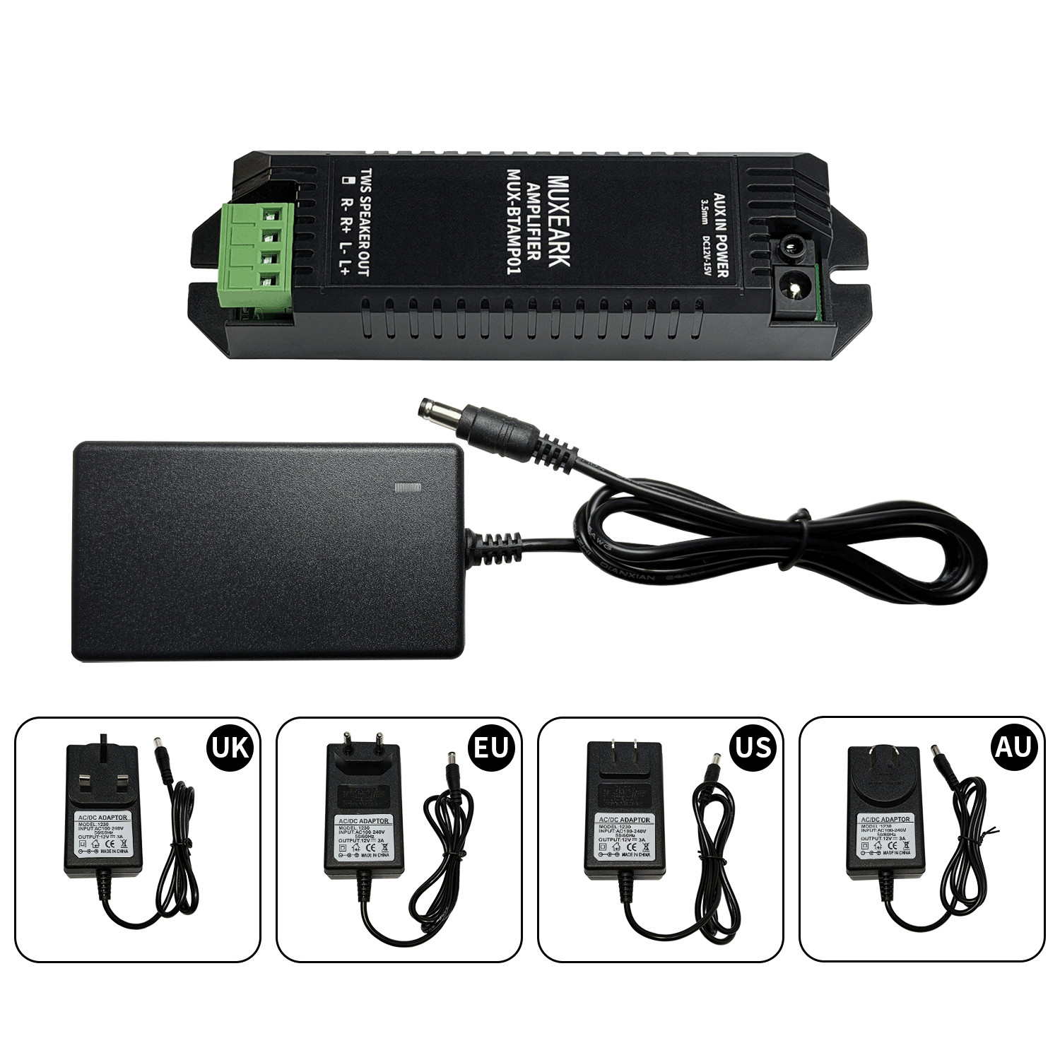 Home Cinema Accessories - Muxeark 12V3A Power Adapter 2-Channel AUX