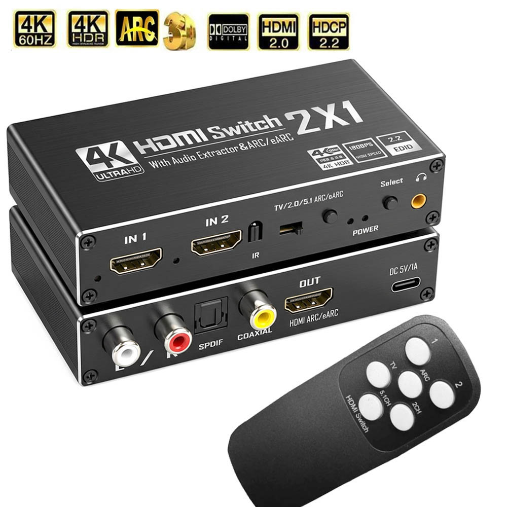 Hdmi Arc Cable - HDMI Switch With Audio Extractor 4K