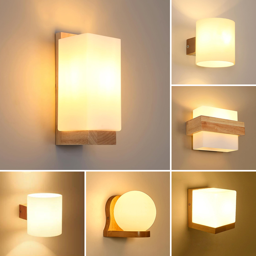 Home Cinema Glasses - Nordic Wood Wall Lamps with Glass