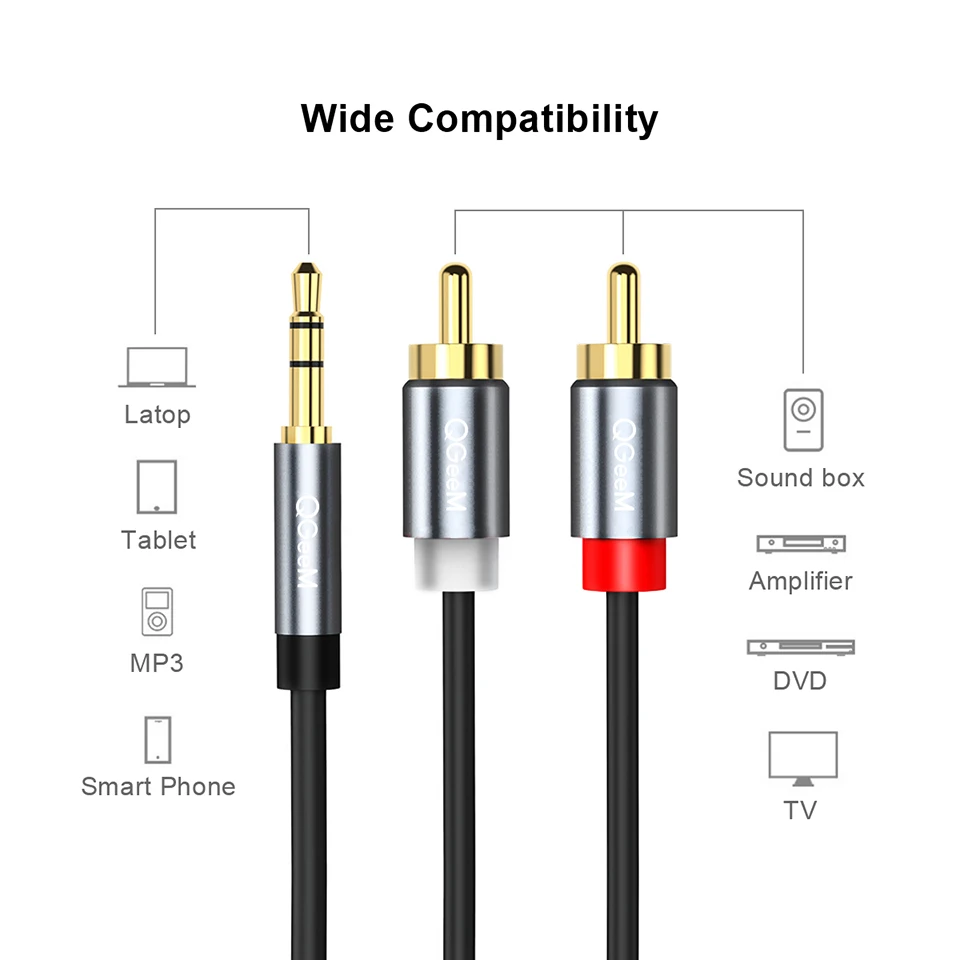 QGeeM RCA Cable 2RCA to 3.5 Au - Home Cinema Idea 评论和价格