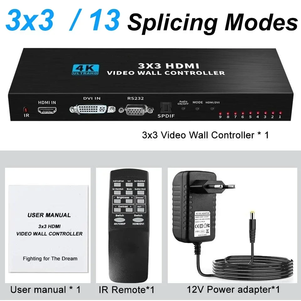 4K 3x3 3 6 9 Screen Video Wall - Home Cinema Video Processor 评论和价格