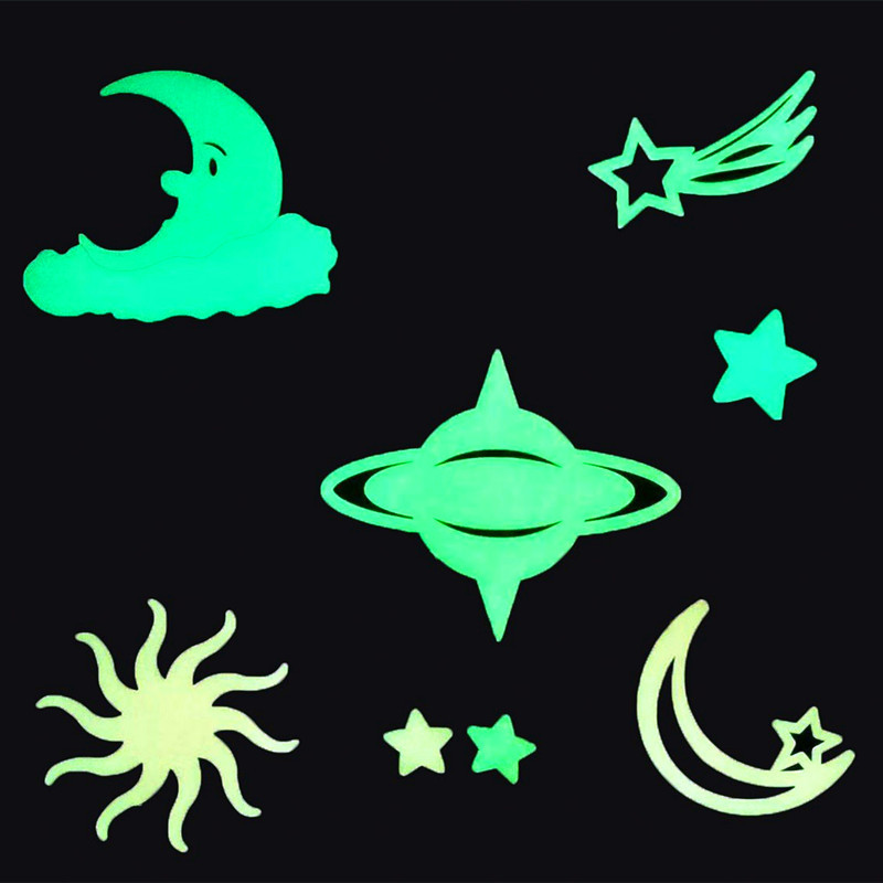8pcs Luminous UFO Wall Sticker - Home Cinema Room 评论和价格
