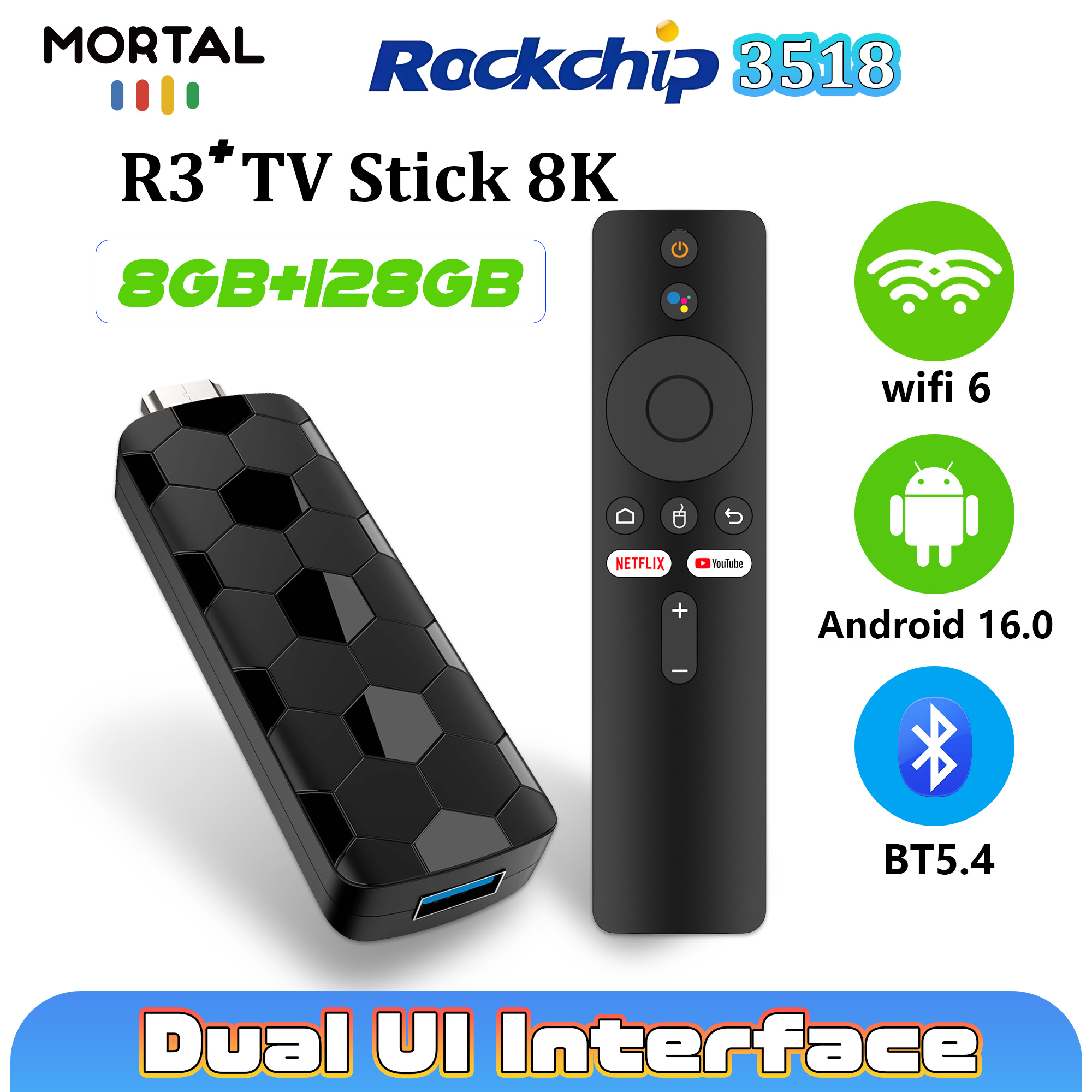 Mortal R3+ TV Stick Android 16 - Home Cinema Accessories 评论和价格