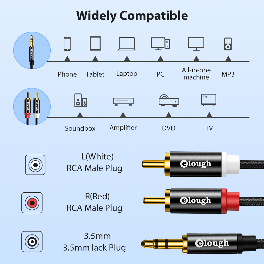 Elough RCA Cable AUX RCA Speak - Home Cinema Idea 评论和价格