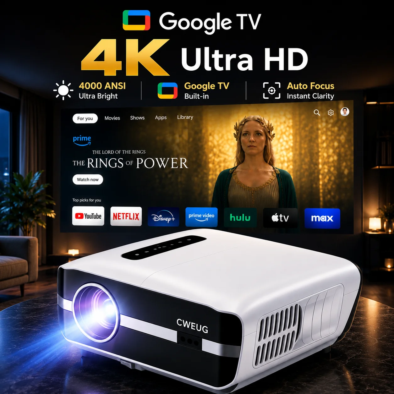 NewA9S 4k Projector Auto Focus - Home Cinema Bluetooth 评论和价格